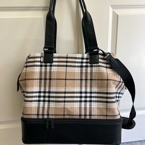 Used BEIS Tan and Black Plaid Mini Weekender Bag